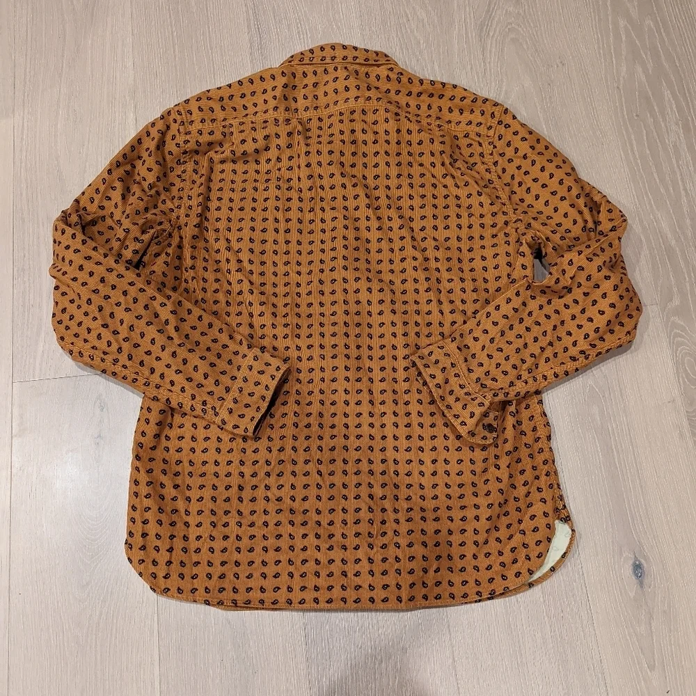 Golden Orange Paisley Corduroy Button-Up Shirt (tall)